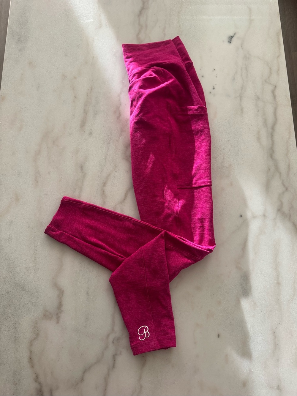 Bombshell Sportswear Hot Pink Leggings with Embroidered B - Picture 2 of 3